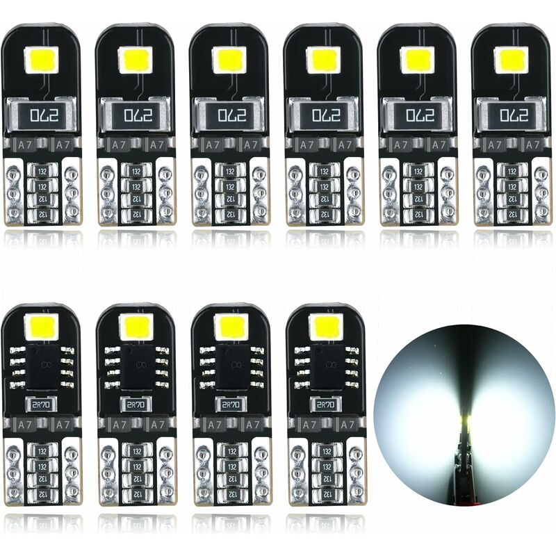 Ampoules T10 LED CANBUS 12V Blanc Pas De Polarité Conçu W5W Wedge Intérieur  De Voiture Lumière Dôme Feux De Plaque D'immatriculation