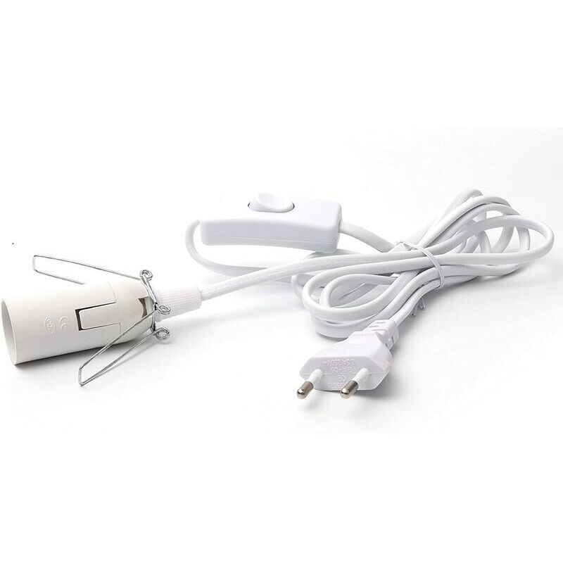 Câble De Lampe à Sel LAMARE - Prise EU - Interrupteur - Ampoule E14 Incluse - Blanc - 80-85 Cm