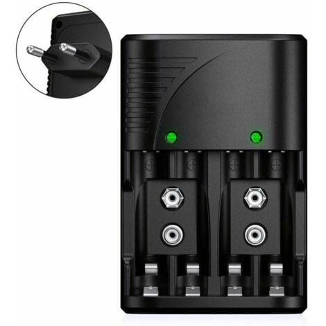 Chargeur de Piles Universel pour AA/AAA/9V, Chargeur Rapide 6802 pour Piles Rechargeables NI-MH AA/AAA ou 9V, avec Indicateur LED, Tension Mondiale.