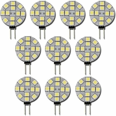 Lot de 10 Ampoules LED G4 DC 12V Non Dimmables Blanc 6000K Remplacement pour Ampoules Halogènes 20W pour Cuisine Camping-Car RV Remorque Bateau
