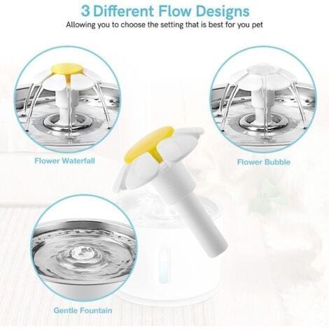 Fontaine à Eau pour Chat et Petit Chien Aerb - Distributeur d'Eau Silencieux avec Filtre à Charbon Actif et Plateau en Acier Inoxydable - Veilleuse à LED