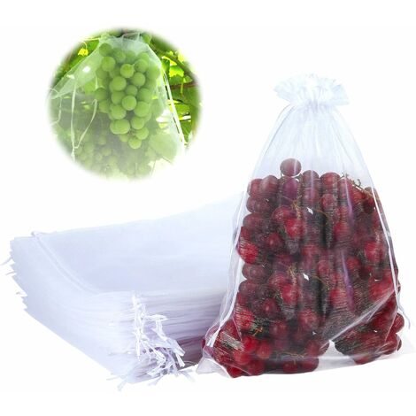 50 Sac de Protection de Grappes de Raisins en Organza avec Rubans 25x35cm  Sac Protection Fruits Filet Contre Les Insectes Protection Anti-nuisibles