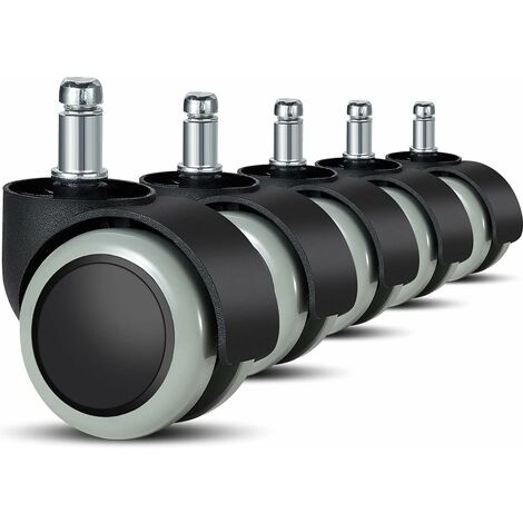 Lot De 5 Roulettes Pour Chaise De Bureau - Tige 11x22 Mm - Pour Moquette Et Sols Durs - Silencieuses Et Antidérapantes