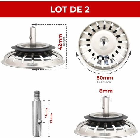 Dww-lot De 2 Bouchon Evier Cuisine 80mm En Acier Inoxydable 304 Ss  Anti-corrosion Pour Bonde Evier 80mm - Filtre, Crpine Cuisine Meilleur Pour  Vidang