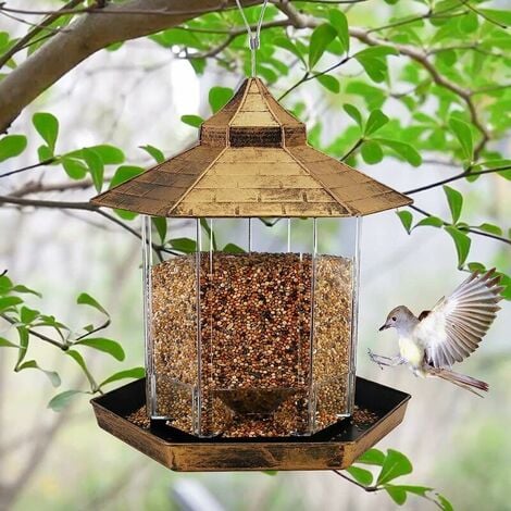Mangeoire à oiseaux sauvages suspendue Gazebo Mangeoire à oiseaux Décoration extérieure - Parfait pour attirer les oiseaux sur la cour extérieure du jardin pour les enfants amoureux des oiseaux, capac