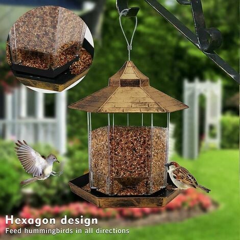 Mangeoire à oiseaux sauvages suspendue Gazebo Mangeoire à oiseaux Décoration extérieure - Parfait pour attirer les oiseaux sur la cour extérieure du jardin pour les enfants amoureux des oiseaux, capac