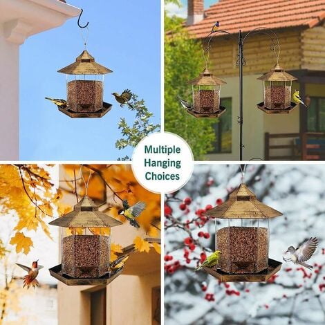 Mangeoire à oiseaux sauvages suspendue Gazebo Mangeoire à oiseaux Décoration extérieure - Parfait pour attirer les oiseaux sur la cour extérieure du jardin pour les enfants amoureux des oiseaux, capac