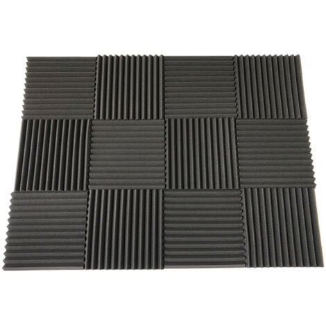 XVX Lot De 12 Panneaux Acoustiques 10 Fentes 1 X 12 X 12 Pouces En Mousse Acoustique Cales D'Insonorisation De Studio Panneaux Haute Densite Resistants Au Feu (Noir)