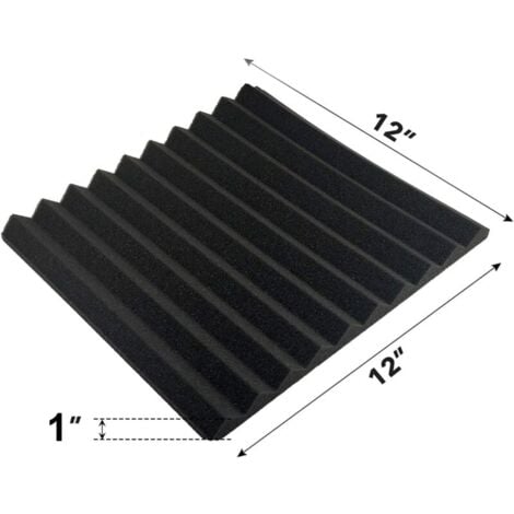 XVX Lot De 12 Panneaux Acoustiques 10 Fentes 1 X 12 X 12 Pouces En Mousse Acoustique Cales D'Insonorisation De Studio Panneaux Haute Densite Resistants Au Feu (Noir)