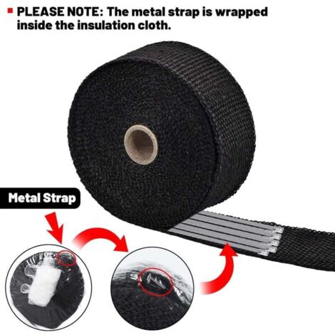 Bande Thermique Isolante 5m X 5cm Pour échappement Moto/voiture - Avec Attaches Inox, Résiste à Haute Température - 11