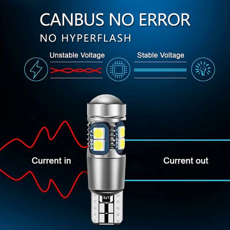 Ampoule T10 W5W LED Canbus 9 SMD Veilleuse 6000K Feux de position