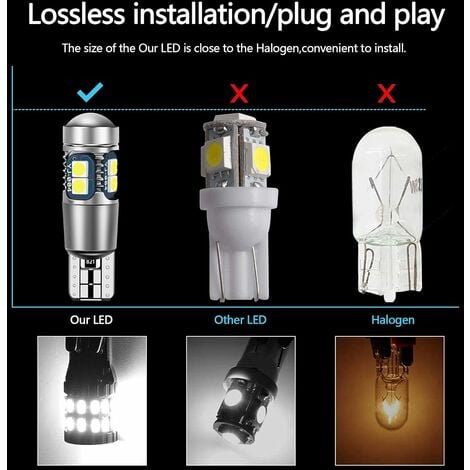 Ampoule led, plaque d'immatriculation T10 W5W LED SMD 5730 pour