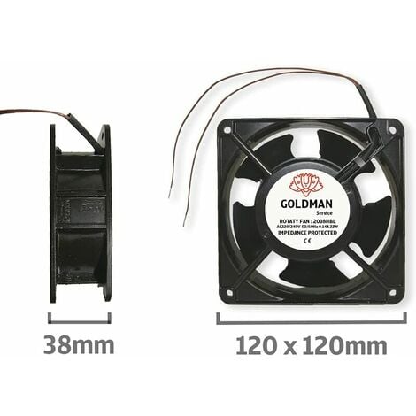 Ventilateur axial pour cassette de cheminée, insérable, haute température, de pales métalliques, silencieux et universel. 120 x 120 x 38 mm. -