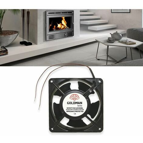 Ventilateur axial pour cassette de cheminée, insérable, haute température, de pales métalliques, silencieux et universel. 120 x 120 x 38 mm. -