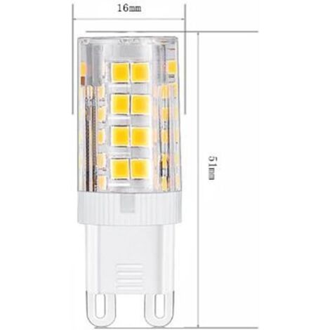 Ampoule LED G9 5W, Equivalent 40W , Blanc Chaud 3000k, 220-240V, 360° angle de faisceau, Pack de 10