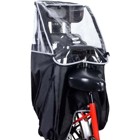 Housse De Pluie Siège Vélo Enfant - Auvent Respirant Portable Pour Siège Arrière - Imperméable Noir
