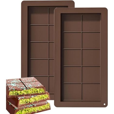 Lot De 2 Moule À Tablette De Chocolat Profond, Moule À Chocolat En Silicone, Moule À Tablette Chocolat, Moules À Chocolat Profonds