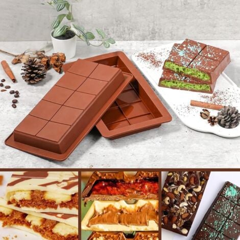 Lot De 2 Moule À Tablette De Chocolat Profond, Moule À Chocolat En Silicone, Moule À Tablette Chocolat, Moules À Chocolat Profonds