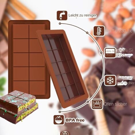 Lot De 2 Moule À Tablette De Chocolat Profond, Moule À Chocolat En Silicone, Moule À Tablette Chocolat, Moules À Chocolat Profonds