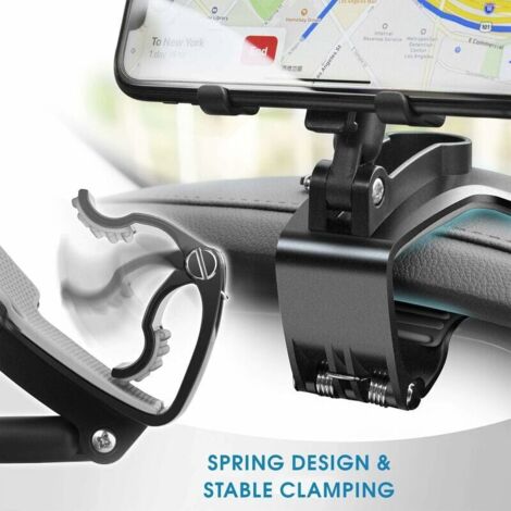 Support de Téléphone Voiture Rotation à 360 degrés, Tableau de Bord Socles téléphone Portable Automobile Car Phone Mount pour GPS et Les Smartphones de 4 à 7 Pouces (Noir)