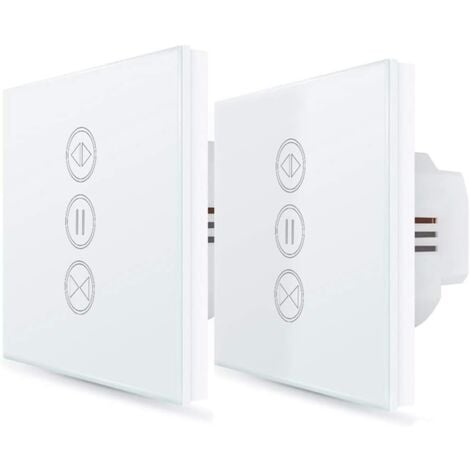 ２x Interrupteur Volet Roulant Connecté, Ouverture Réglable, Commutateur Rideau Stores WiFi, Compatible avec Alexa Google Home pour Commande Vocale, Minuterie Intelligent Moteur Mural