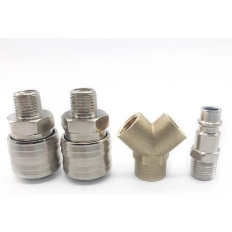 Distributeur d'air Comprimé, Raccord dair Comprimé 1/4 Connecteur d'air Comprimé 3 voies à dégagement rapide avec distributeur Y à filetage mâle