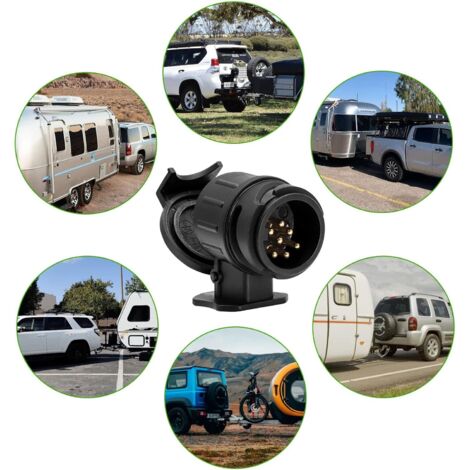Adaptateur Prise Remorque 13 Broches Vers 7 Broches - Étanche, Pour Voiture, Tracteur, Caravane, Porte-vélo
