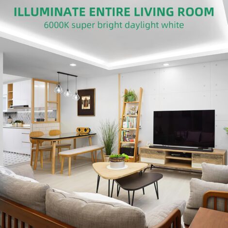 Neon Ruban Led 5m, 12V 6000K Blanc Bande Led, Flexible Étanche Découpable Silicone Bandeau Lumineuse Led pour Intérieur Décoration, Chambre, DIY Sign (Adaptateur électrique non inclus)