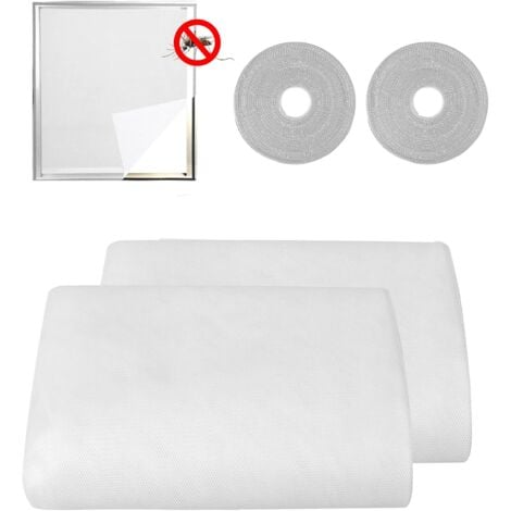 Moustiquaire Fenetre 2 Paquets 150x200cm Toile Moustiquaire pour Fenêtre Adhesif Ajustable Filet écran Insecte (Blanche)