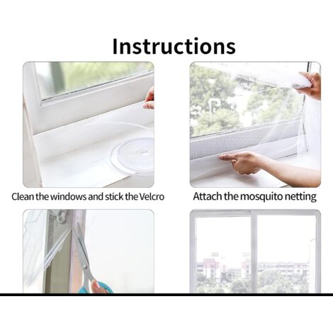 Moustiquaire Fenetre 2 Paquets 150x200cm Toile Moustiquaire pour Fenêtre Adhesif Ajustable Filet écran Insecte (Blanche)