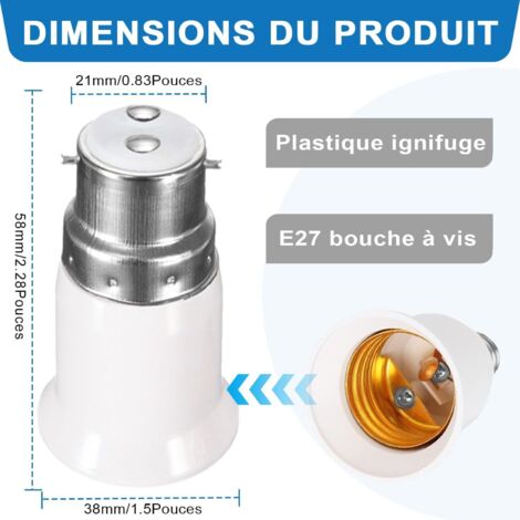 B22 Kit Lampe Bouteille 2PCS, 240CM Cable, Blanc Douille E27 Avec B22 Convertisseur, 3 Bouchons Souples, Adaptateur Bouteille Pour Douille De Lampe, Support Ampoule Pour Différent Bouteille
