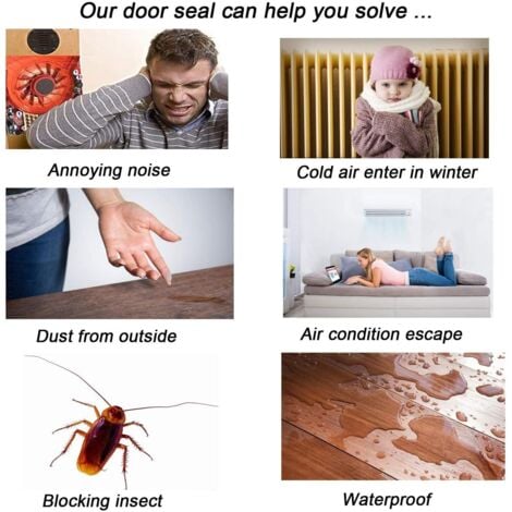 Calfeutrer Bas de Porte, 100 x 5cm Adhési, Souple Silicone Isolant Phonique Thermique Blanc Bande d'étanchéité Anti Bruit Poussière Stop à l'air Froid Anti Souris Fourmi Cafard Insectes