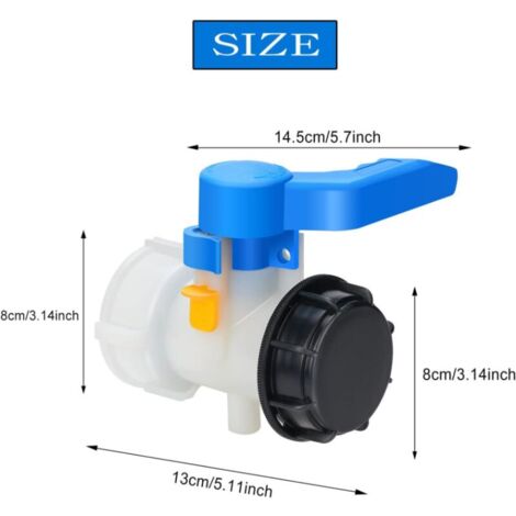 Vanne Pour Cuve IBC 1000L – DN40, Filetage 62 Mm – En Plastique Bleu, Pour Récupération D'eau De Pluie, Réservoirs Et Bidons