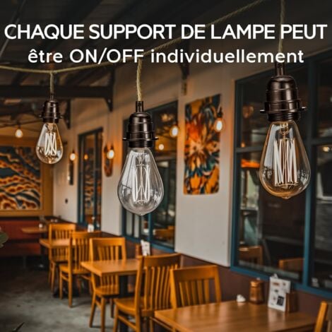 6,8M Câble électrique en lin 2 Conducteurs, avec E26/E27 Douille(3 douilles) et Interrupteur graduable, pour DIY Lampe(sans ampoule)