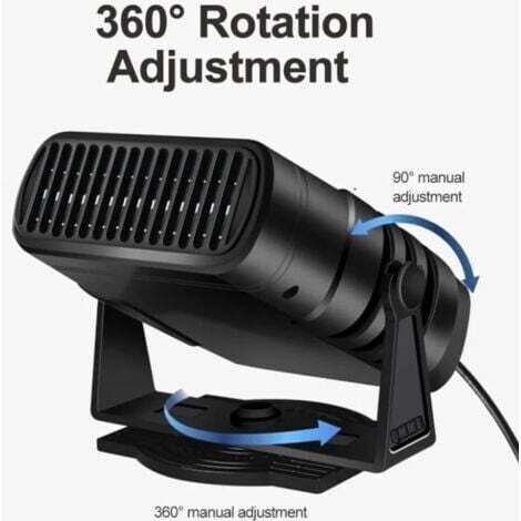 Chauffage Voiture Portable 12V 200W – Chauffage Et Ventilateur 2 En 1, Base Rotative 360° – Désembueur Pare-brise Rapide