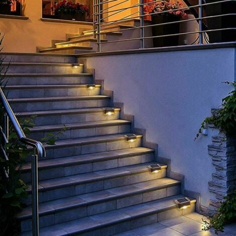 Lampe de clôture solaire étanche, lumière de pont solaire, lampe d'escalier, lampes solaires de jardin LED IP65 pour clôtures d'escalier de patio (Lumière chaude-Noir, 12 PCS)