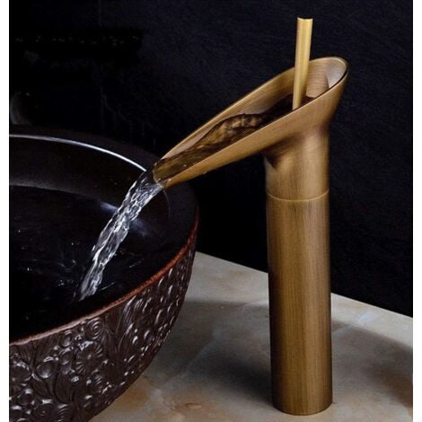 Robinet de Lavabo, Robinetterie Mitigeur Cascade pour Salle de Bains, Chaude et Froide Réglable de Mitigeur Lavabo, Laiton Chromé