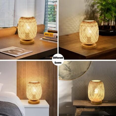 Bambou Tissage Lanterne Lampe De Table Lampe De Chevet Style Japonais Veilleuse Décorative Éclairage Bureau Abat-Jour pour Chambre, STYLE 1
