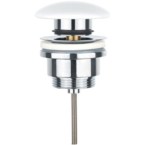 Bonde de Lavabo avec Bouchon de Vidange Pop-up pour Lavabo Blanc en Céramique et Cuivre