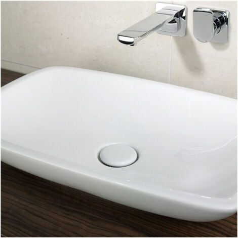 Bonde de Lavabo avec Bouchon de Vidange Pop-up pour Lavabo Blanc en Céramique et Cuivre