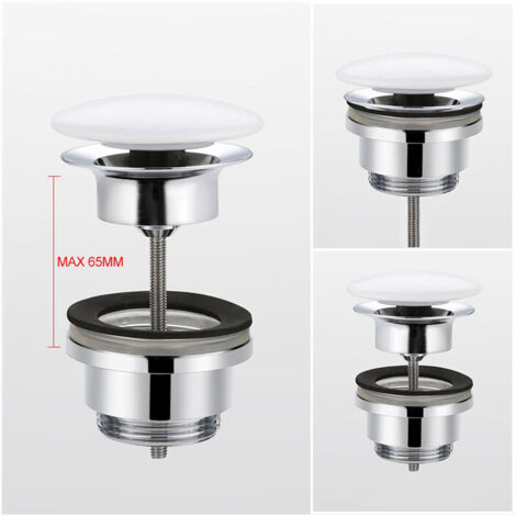 Bonde de Lavabo avec Bouchon de Vidange Pop-up pour Lavabo Blanc en Céramique et Cuivre