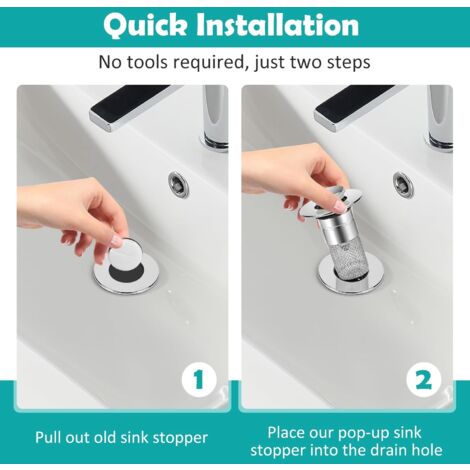 Bonde Lavabo Avec Filtre Amovible - 2 Pièces - 34-40mm - Universel Pour Évier Salle De Bain