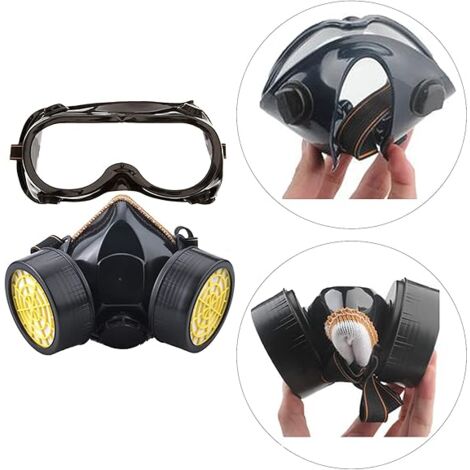 Masque De Protection Respiratoire Avec Filtres Et Lunettes - Anti-Poussières, Vapeurs, Pour Peinture, Soudage