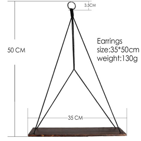 Étagère Murale Bois Macramé Bohème - 2 Niveaux - Corde Naturelle - Pour Plantes Ou Déco
