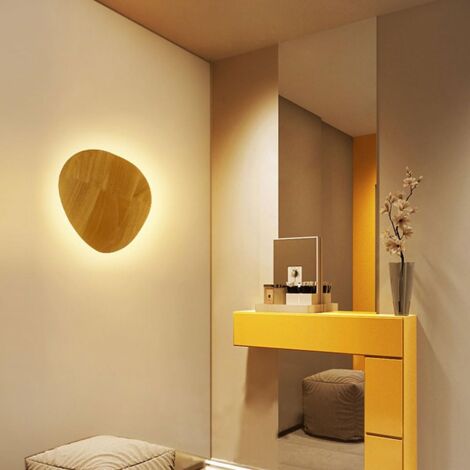 Applique Murale en Bois Applique Murale Ovale LED Applique Murale Nordique Géométrique, Appliques Murales de Chevet Blanc Chaud 3000K Moderne Couloir en Bois Couloir Salon Décor Éclairage Mural（s）
