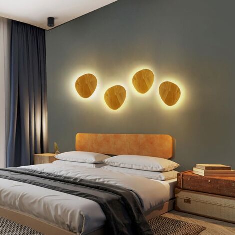 Applique Murale en Bois Applique Murale Ovale LED Applique Murale Nordique Géométrique, Appliques Murales de Chevet Blanc Chaud 3000K Moderne Couloir en Bois Couloir Salon Décor Éclairage Mural（s）