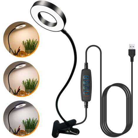 Kqpoinw Lampe à Pince, Lampe de Bureau Lampe Frontale Double LED 3 Modes d’Éclairage 10 Niveaux