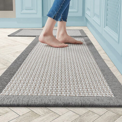 1pcsTapis de Cuisine, Tapis Cuisine Devant evier, Tapis de Cuisine antidérapant et Lavable, Tapis Lavable en Machine Coton et Lin Absorbant Gris(50x 80cm)