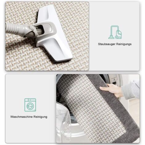1pcsTapis de Cuisine, Tapis Cuisine Devant evier, Tapis de Cuisine antidérapant et Lavable, Tapis Lavable en Machine Coton et Lin Absorbant Gris(50x 80cm)