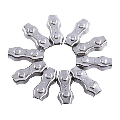12 Pièces Serre-Câbles Duplex M2 Acier Inoxydable 304 - Clips Pour Câble Métallique 2mm - Fixation Robuste